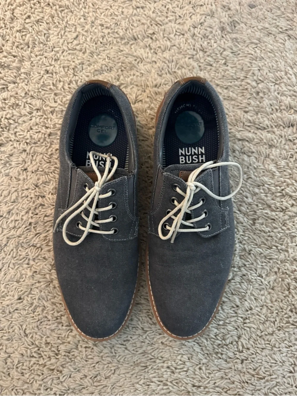 Nunn Bush Men's Dark Gray Canvas Lace-Up Oxfords with White Laces
